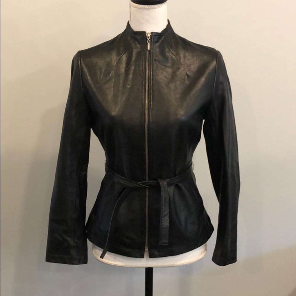 Dicroshet Lether Jacket with Tie Belt